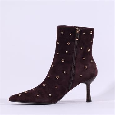 Pedro Anton Gerona Stud High Heel Boot - Brown Suede